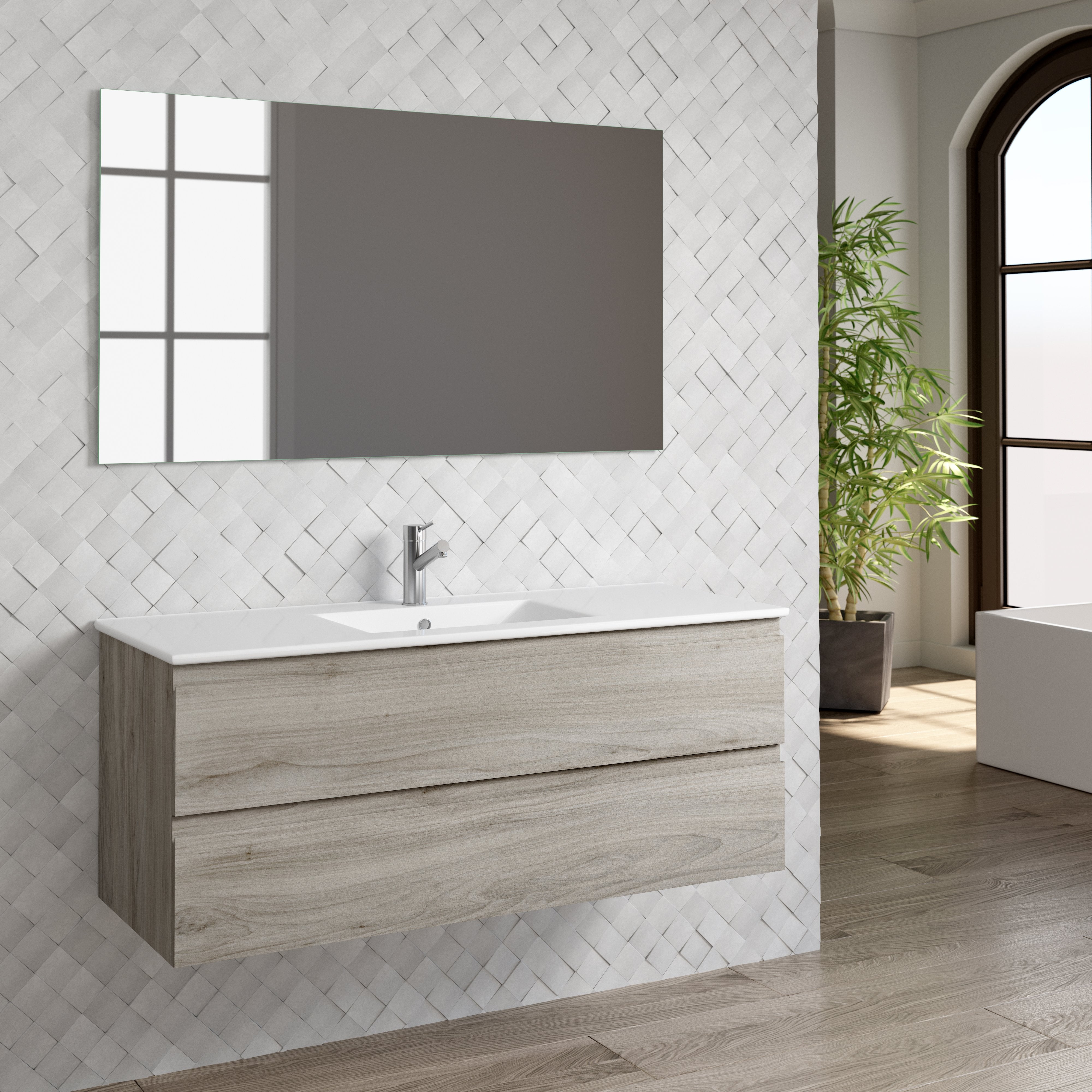 DAX Pasadena vanity cabinet 48", pine with Onix basin (DAX-PAS014812-ONX)