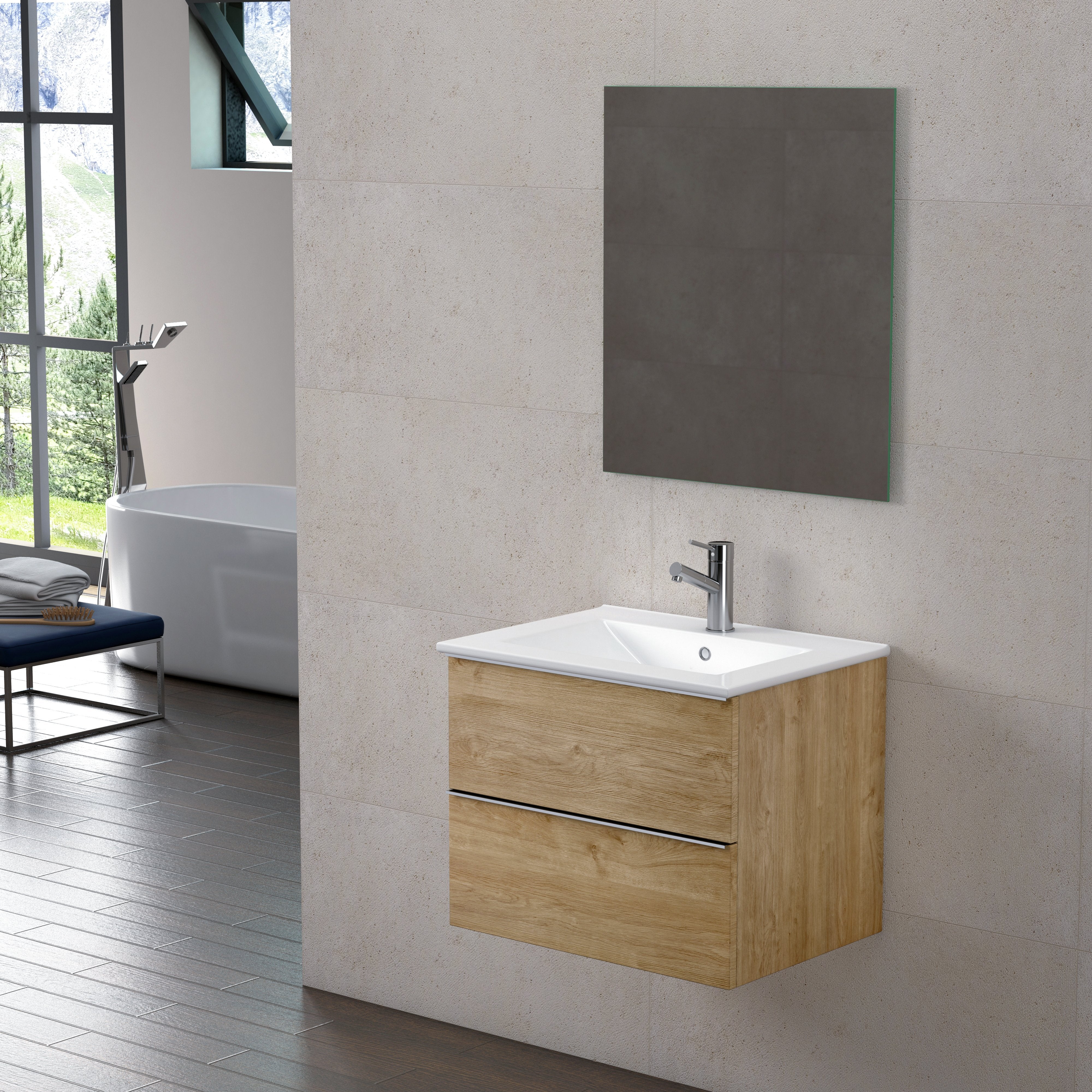 DAX Santa Monica vanity cabinet 24", oak with Onix basin (DAX-SM012414-ONX)