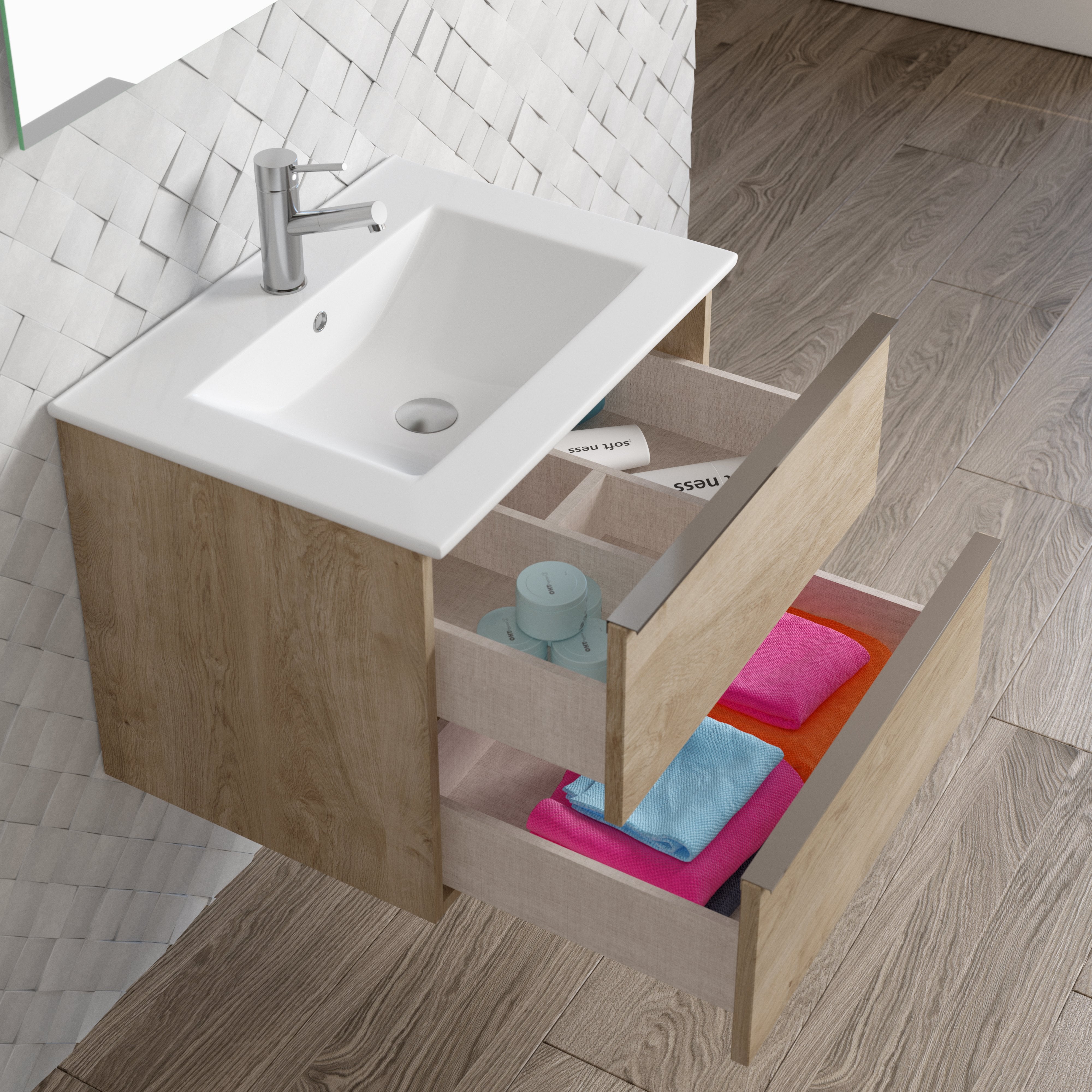 DAX Santa Monica vanity cabinet 24", oak with Onix basin (DAX-SM012414-ONX)