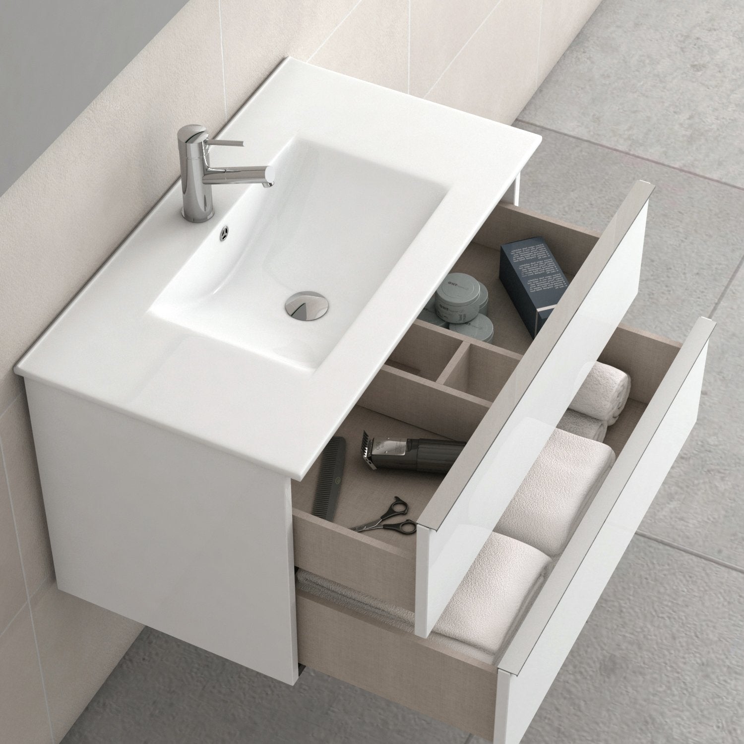 DAX Santa Monica vanity cabinet 32", glossy white with Onix basin (DAX-SM013211-ONX)