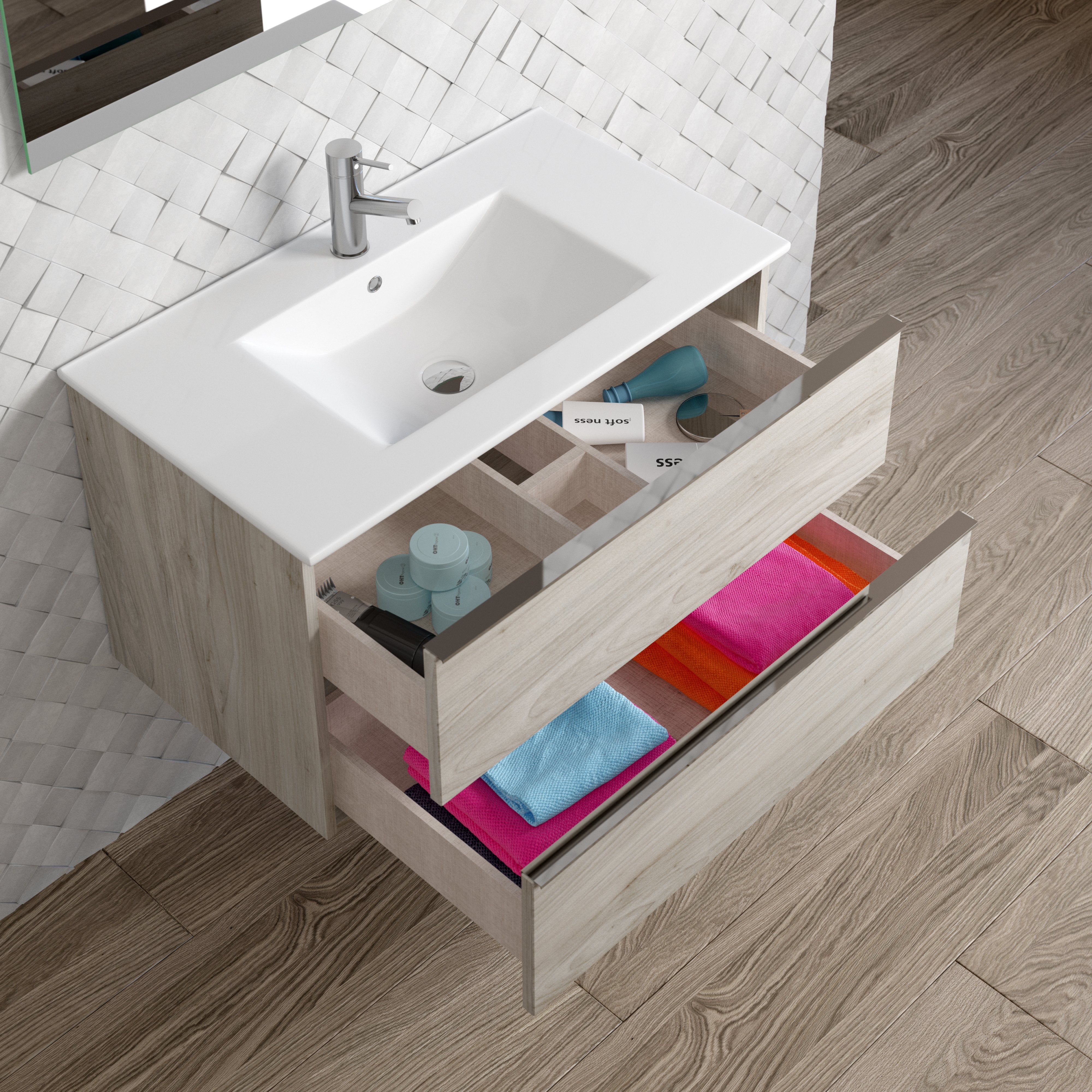 DAX Santa Monica vanity cabinet 32", pine with Onix basin (DAX-SM013212-ONX)