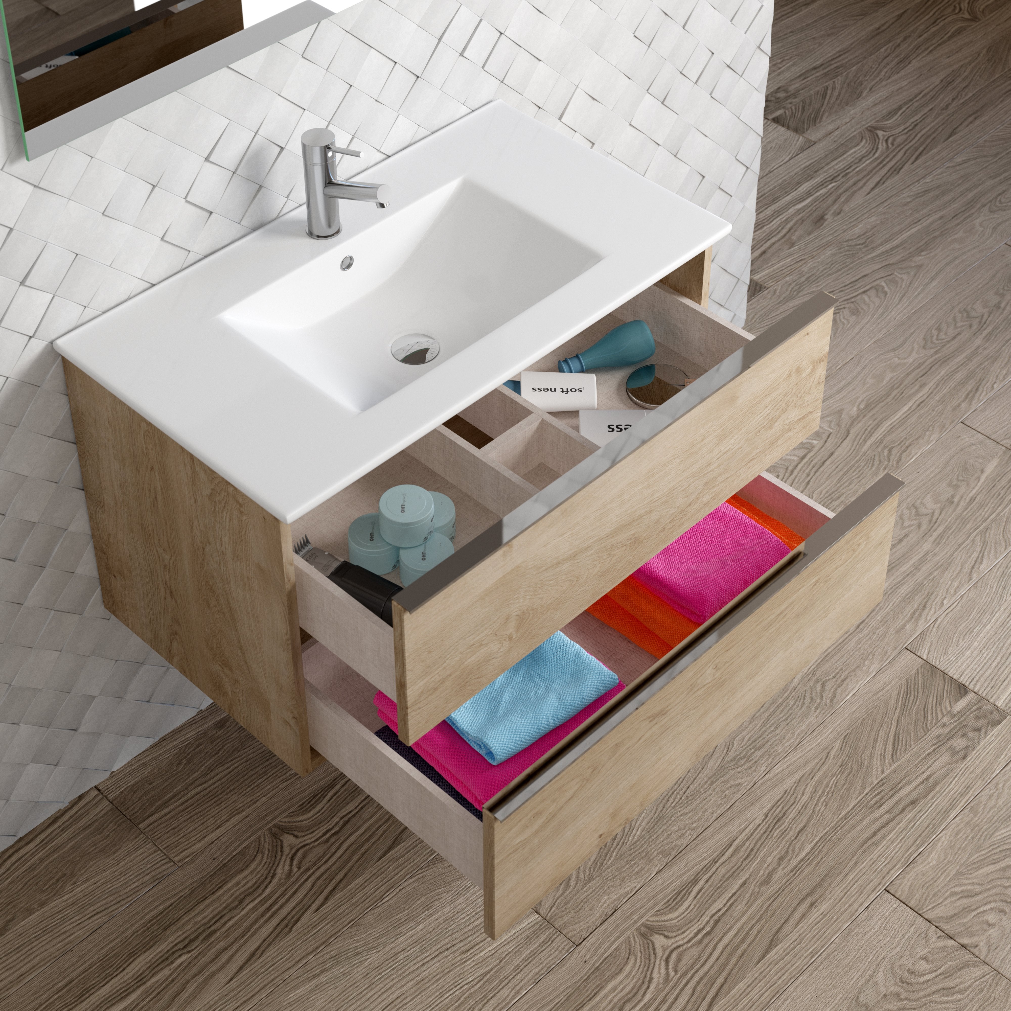 DAX Santa Monica vanity cabinet 32", oak with Onix basin (DAX-SM013214-ONX)