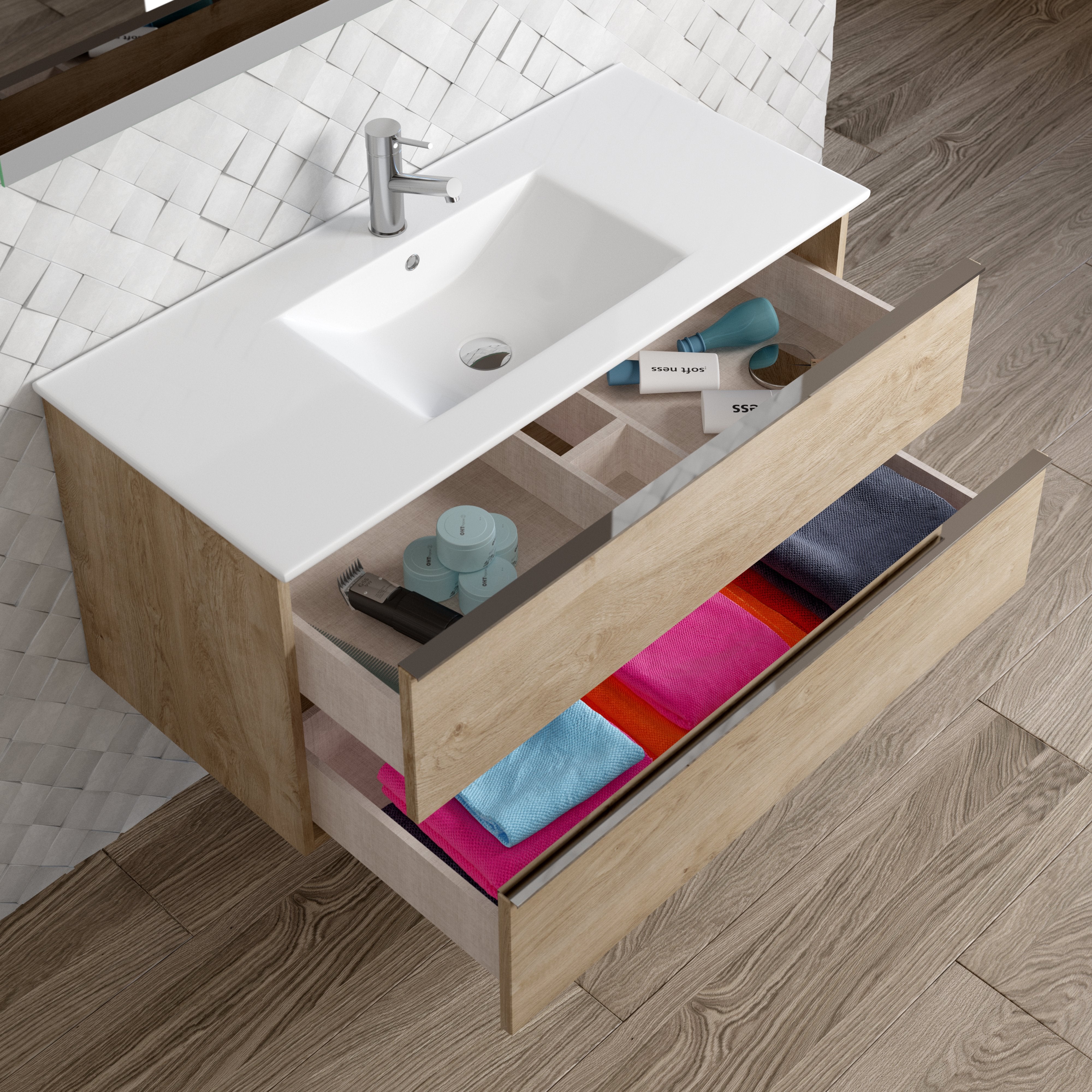 DAX Santa Monica vanity cabinet 40", oak with Onix basin (DAX-SM014014-ONX)