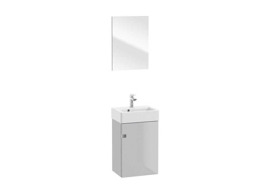 DAX Tinnie Vanity Set (Vanity+Basin+Mirror) 16 Inches Gloss Cool Grey (DAX-TIN-09-16-16)
