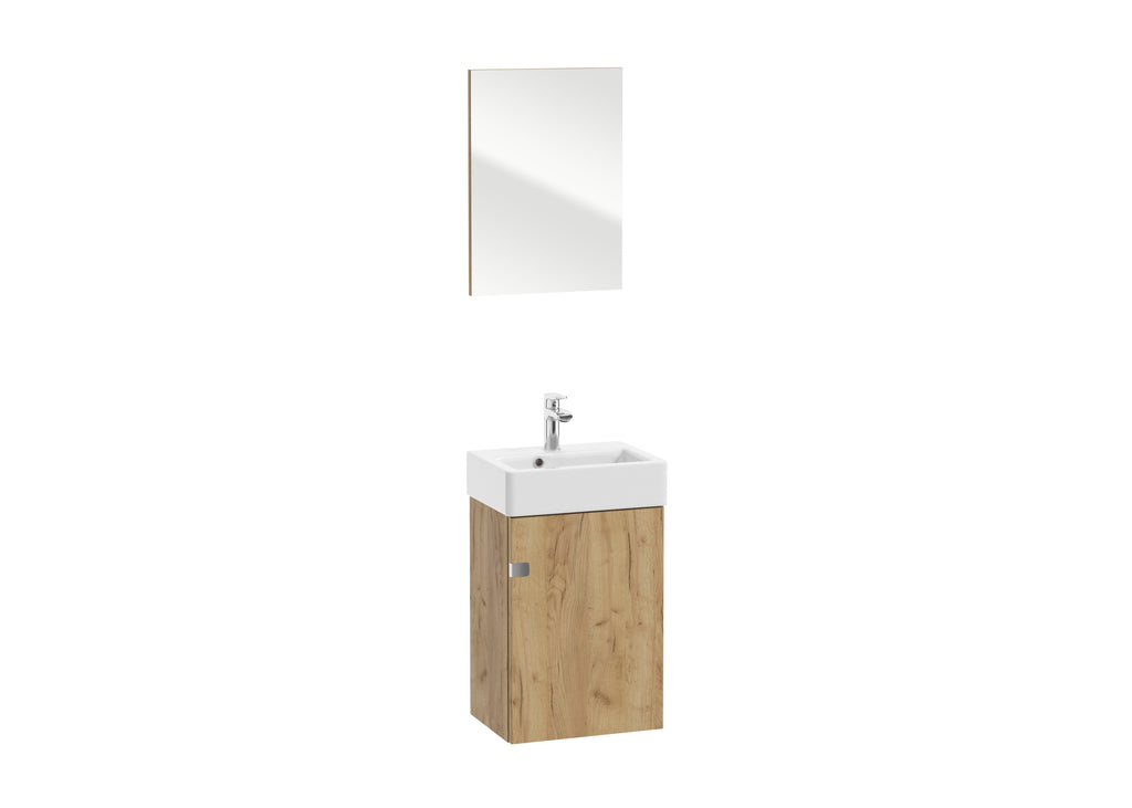 DAX Tinnie Vanity Set (Vanity+Basin+Mirror) 16 Inches Golden Oak (DAX-TIN-09-16-17)