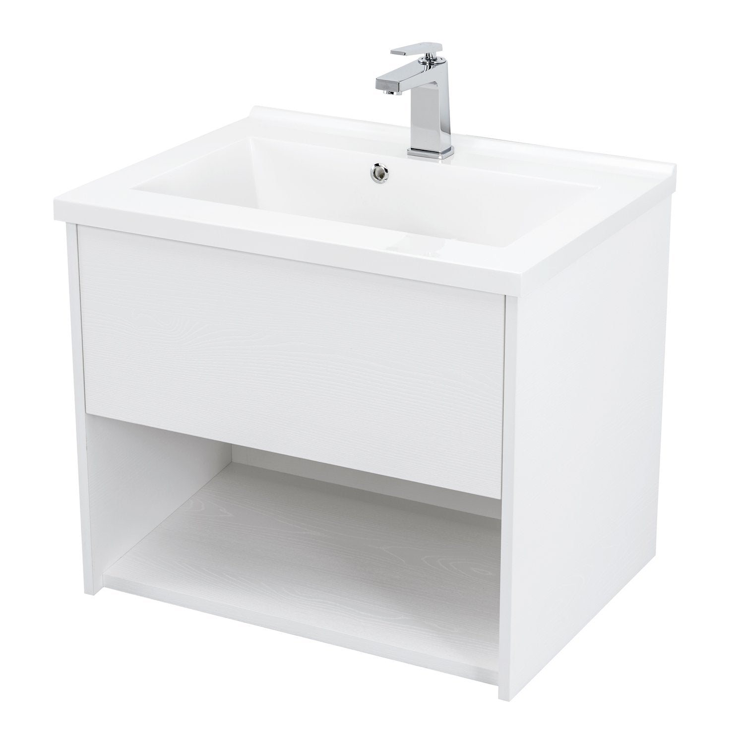 24" Single Vanity Cabinet, Wall Mount, 1 Drawer, White, ZEN Collection by DAX