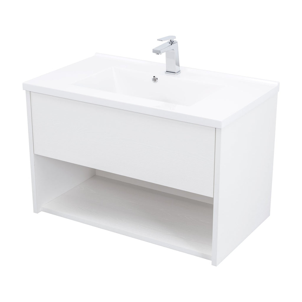 32" Single Vanity Cabinet, Wall Mount, 1 Drawer, White, ZEN Collection by DAX