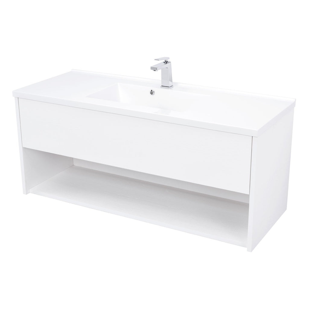 48" Single Vanity Cabinet, Wall Mount, 1 Drawer, White, ZEN Collection by DAX