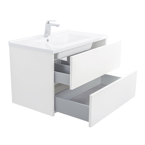 32" Single Vanity Cabinet, Wall Mount, 2 Drawers, White, ZEN Collection by DAX