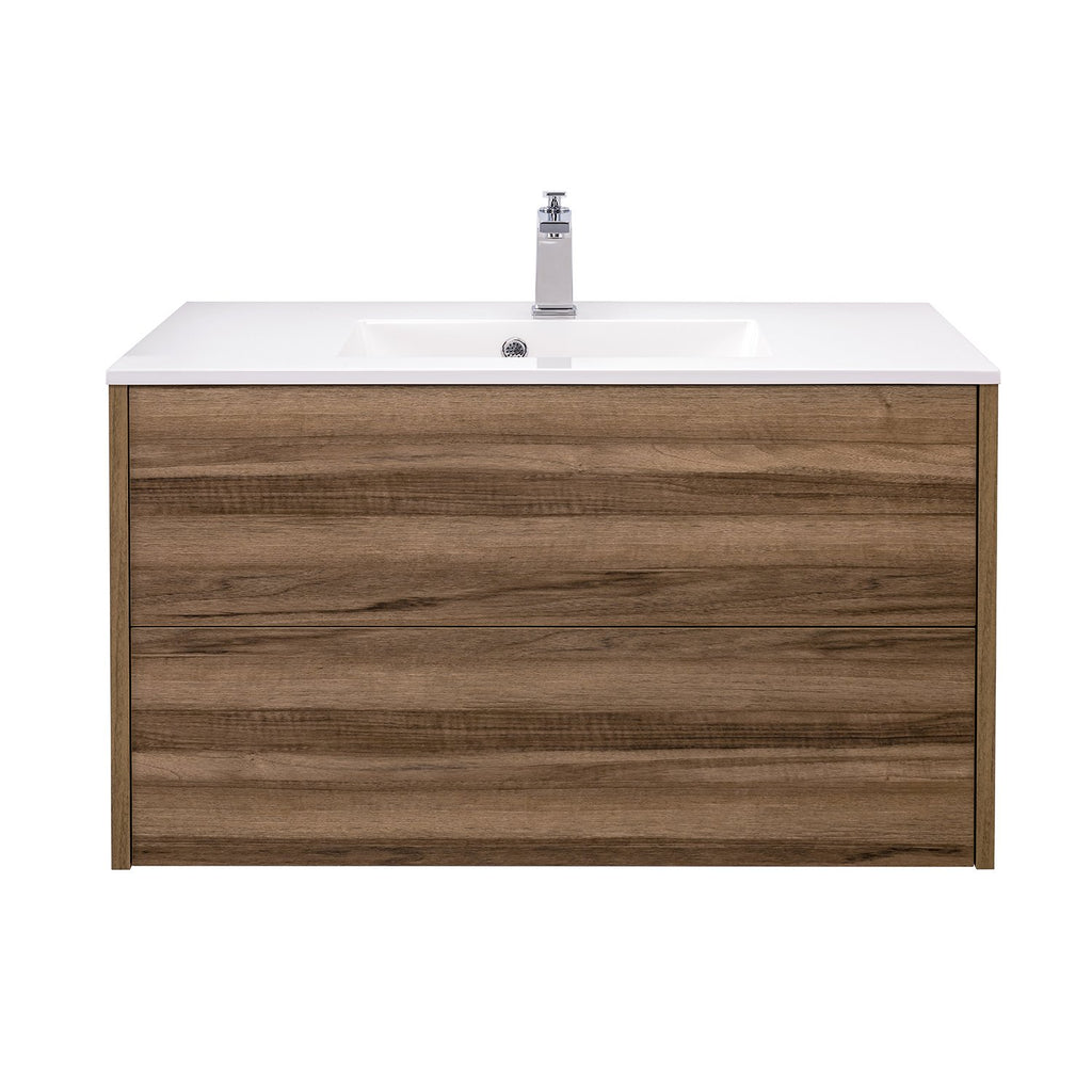 36" Single Vanity Cabinet, Wall Mount, 2 Drawers, Walnut, ZEN Collection by DAX