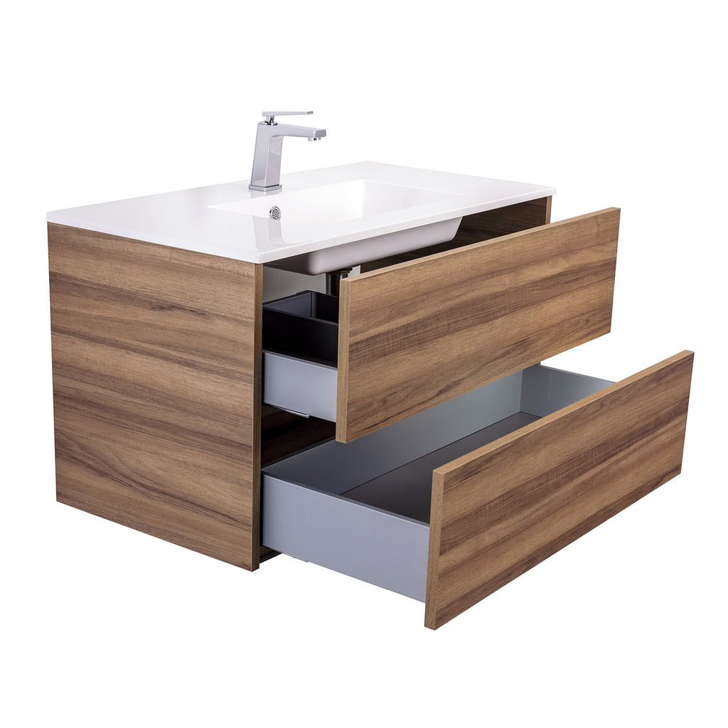 36" Single Vanity Cabinet, Wall Mount, 2 Drawers, Walnut, ZEN Collection by DAX