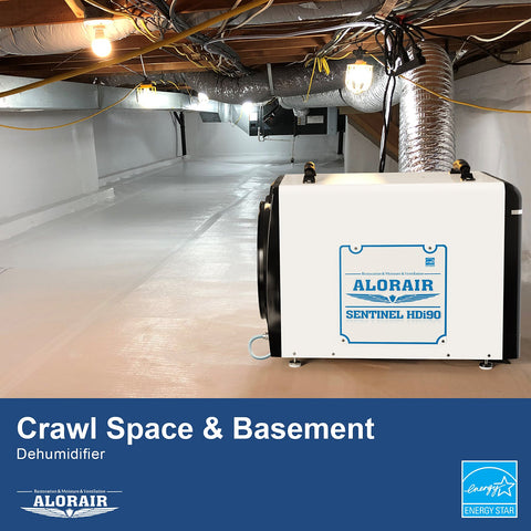AlorAir Duct-able Version Basement/Crawl Space Dehumidifiers 90 PPD Commercial Industrial Dehumidifier with Pump & Drain Hose, Energy Star Listed, Auto Defrosting, 5 Years Warranty, Whole Homes