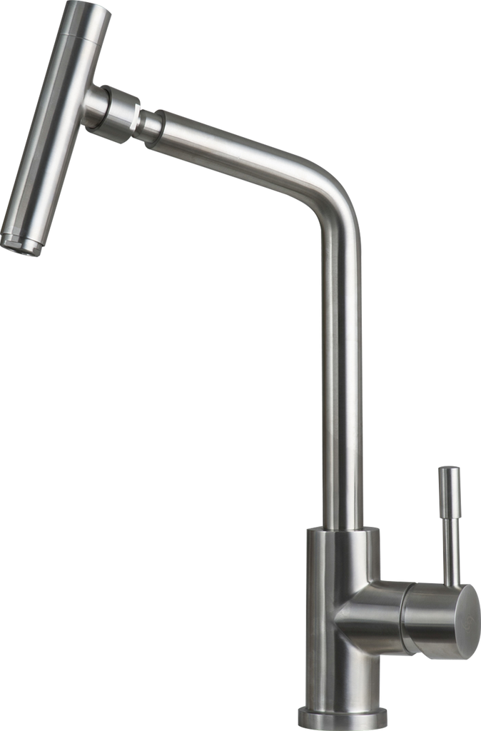 DAX Modern Single Handle Kitchen Faucet, Stainless Steel Body, Brushed Finish,  Size 10-5/16 x 16-1/2 Inches (DAX-70118)