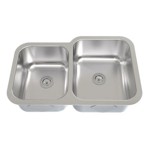 DAX 40/60 Double Bowl Undermount Kitchen Sink, 18 Gauge Stainless Steel, Brushed Finish, 31 x 20 x 9 Inches (KA-3120R)