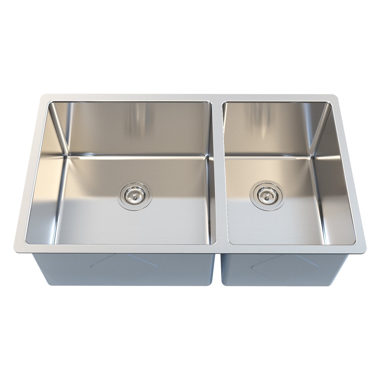 DAX Handmade 60/40 Double Bowl Undermount Kitchen Sink, 18 Gauge Stainless Steel, Brushed Finish, 32 x 19 x 10 Inches (KA-3219LR10)