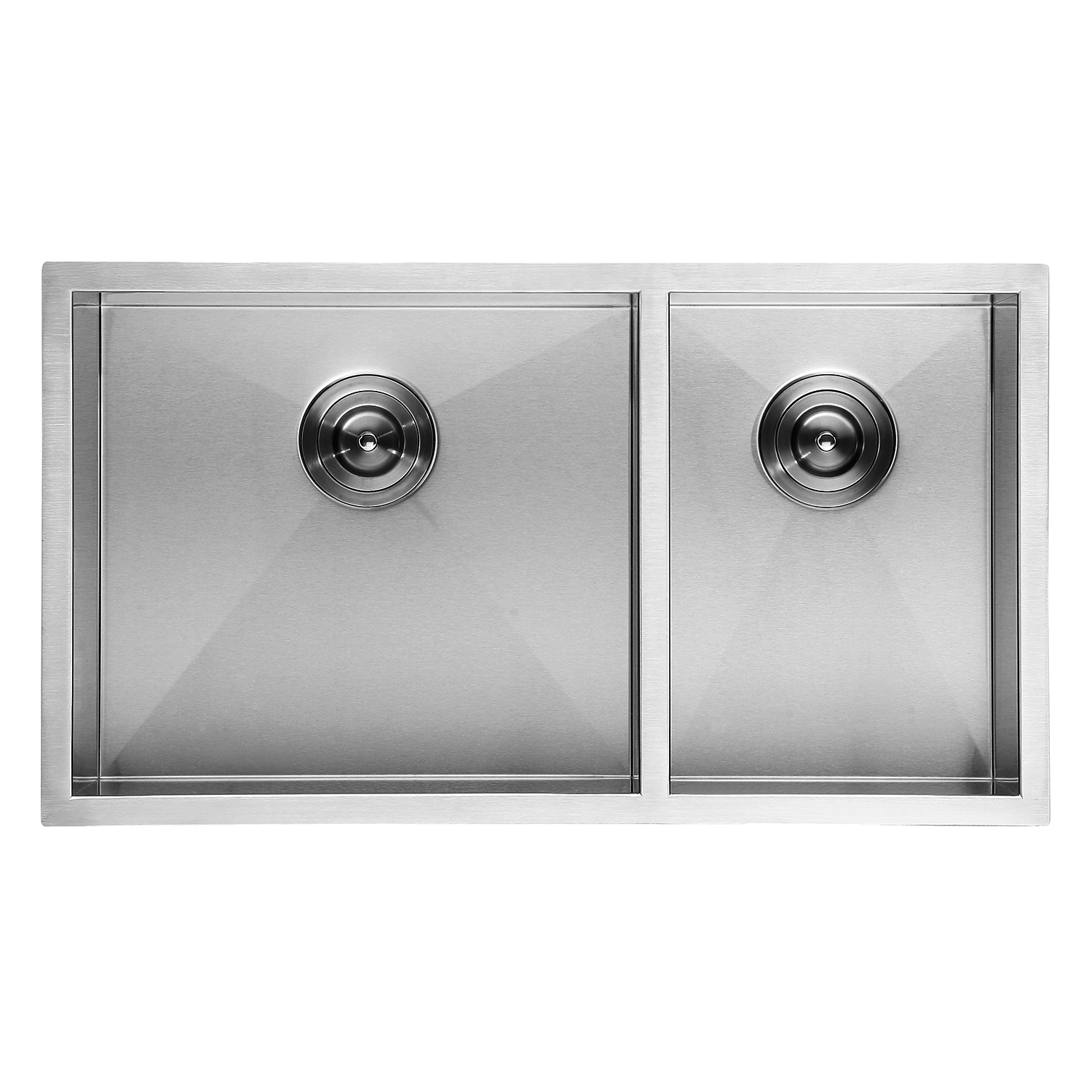 DAX Handmade 60/40 Square Double Bowl Undermount Kitchen Sink, 18 Gauge Stainless Steel, Brushed Finish, 33 x 20 x 10 Inches (KA-SQ-3320)