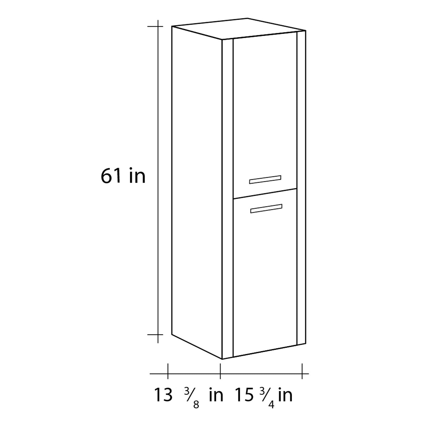 16" Tall Side Cabinet, Wall Mount, 2 Doors whit Handle and Soft Close and Reversible Opening, Sand, Serie Nova by VALENZUELA