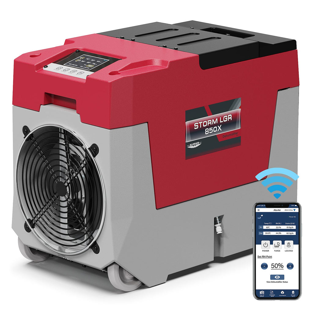 AlorAir 180 Pint Commercial Dehumidifier, Built-in Pump, APP Controls, Includes Drain Hose and MERV-10 Filter - Ideal for Large Basements, Garage or Industrial Spaces and Job Sites, Storm LGR 850X