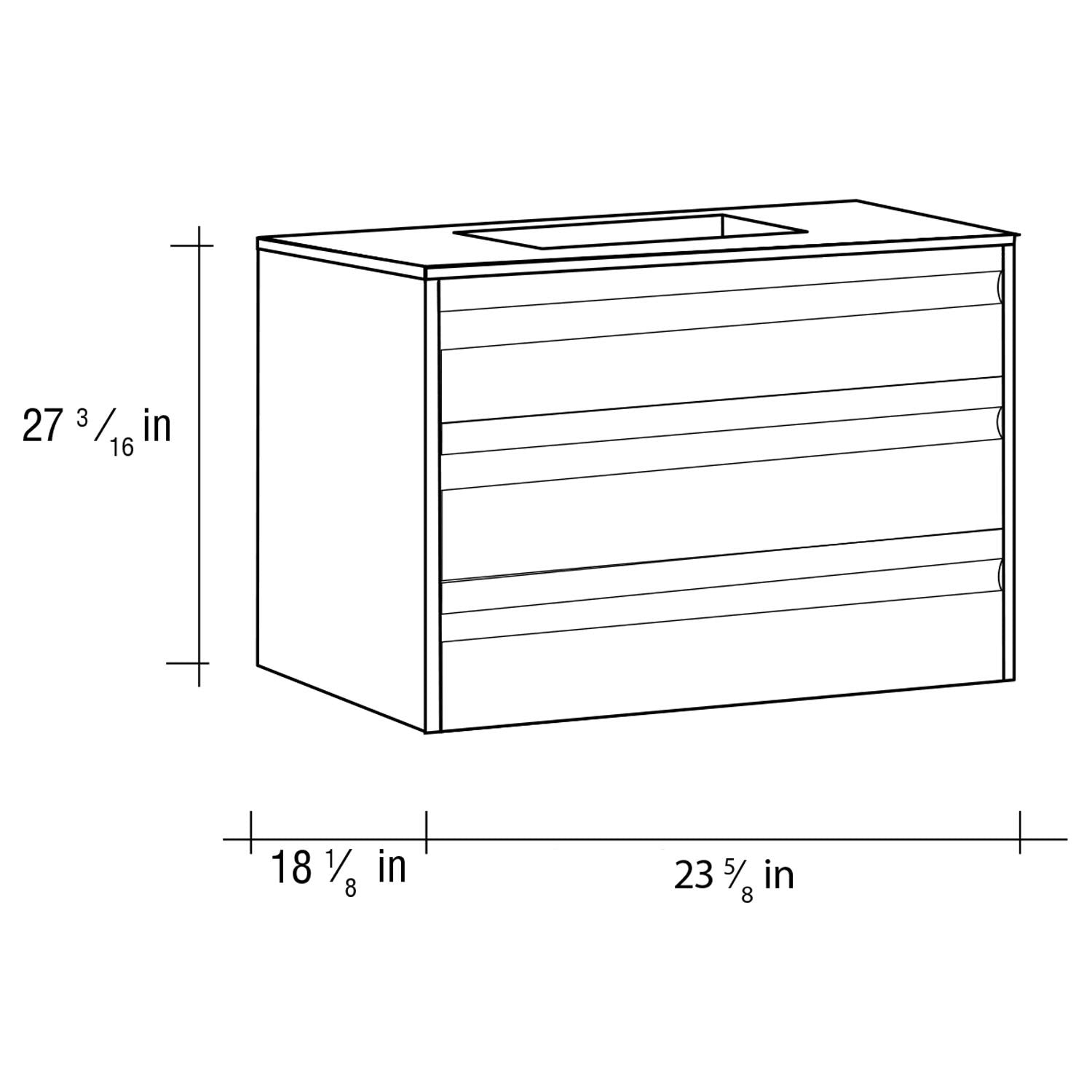 24" Single Vanity, Floor Mount, 3 Drawers with Soft Close, White, Serie Barcelona by VALENZUELA