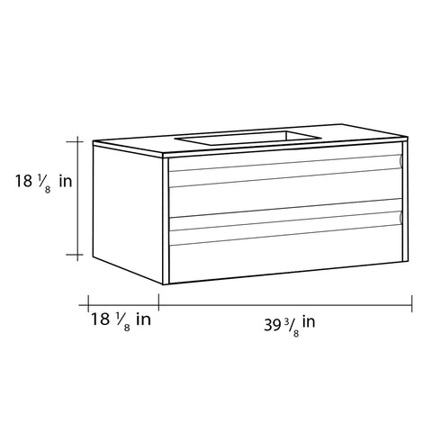 40" Single Vanity, Wall Mount, 2 Drawers with Soft Close, Walnut, Serie Barcelona by VALENZUELA
