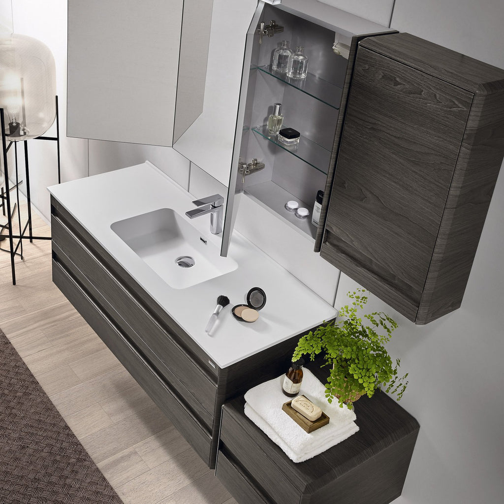 24" Single Vanity, Wall Mount, 2 Drawers with Soft Close, Walnut, Serie Barcelona by VALENZUELA