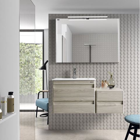 48" Single Vanity, Wall Mount, 2 Drawers with Soft Close, Cloud, Serie Barcelona by VALENZUELA