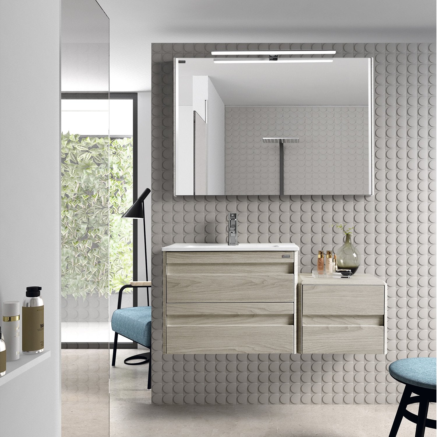 28" Single Vanity, Wall Mount, 2 Drawers with Soft Close, Cloud, Serie Barcelona by VALENZUELA