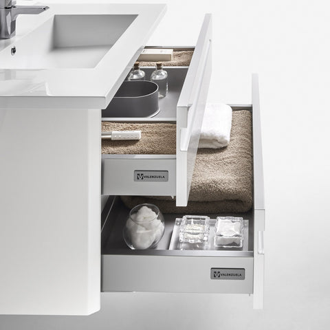 24" Single Vanity, Wall Mount, 2 Drawers with Soft Close, White, Serie Barcelona by VALENZUELA