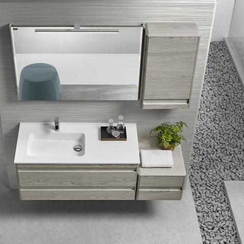 28" Single Vanity, Wall Mount, 2 Drawers with Soft Close, Cloud, Serie Barcelona by VALENZUELA