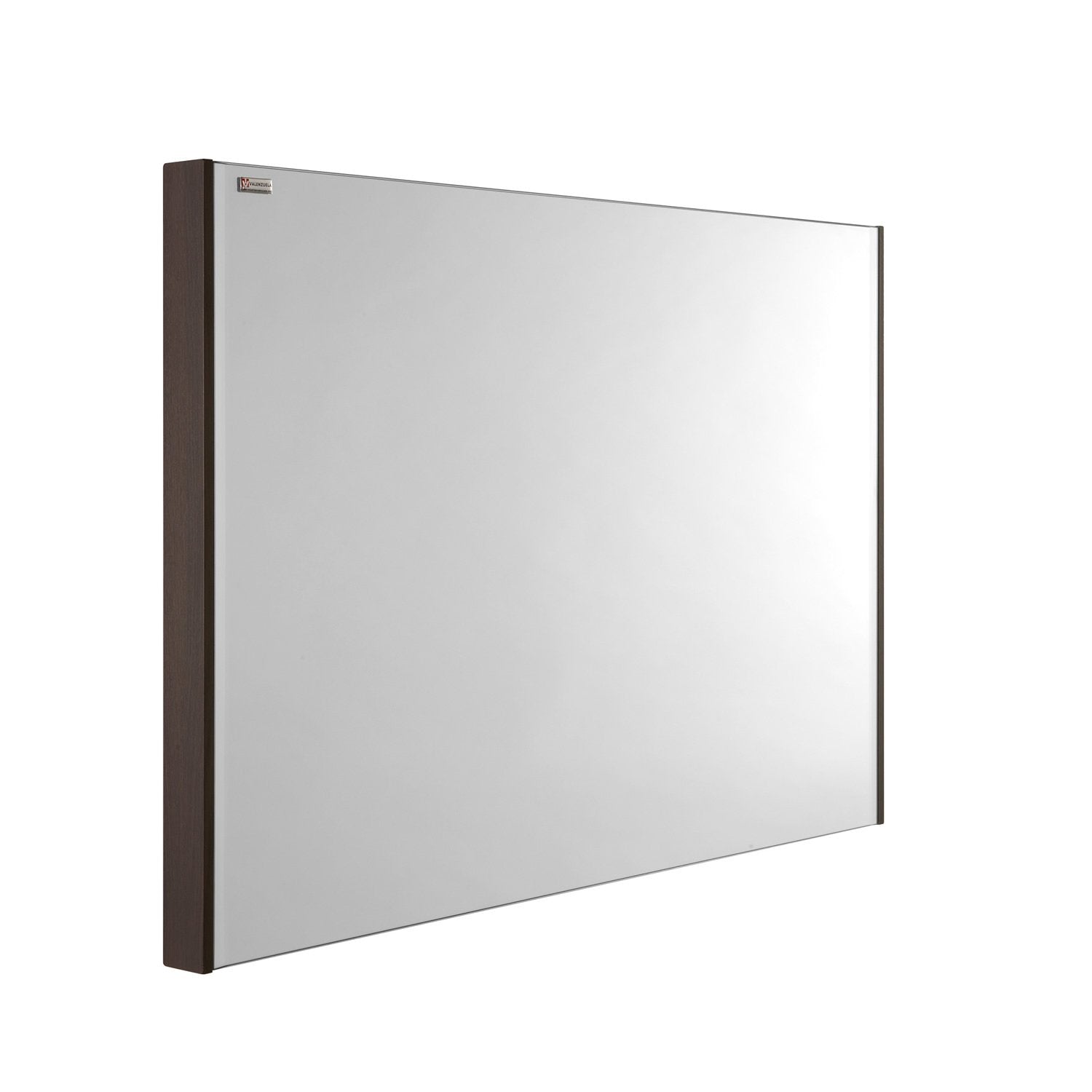 32" Slim Frame Bathroom Vanity Mirror, Wall Mount, Walnut, Serie Barcelona by VALENZUELA