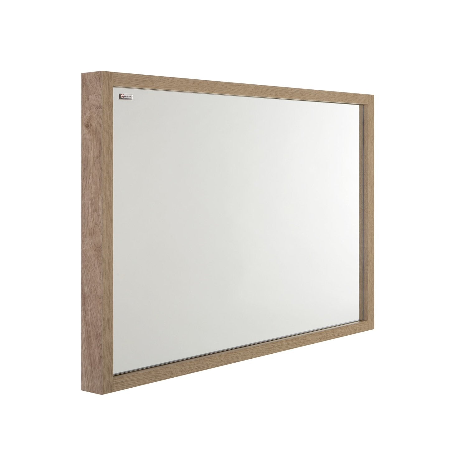 32" Slim Frame Bathroom Vanity Mirror, Wall Mount, Oak, Serie Tino by VALENZUELA