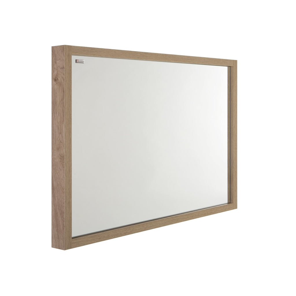32" Slim Frame Bathroom Vanity Mirror, Wall Mount, Oak, Serie Tino by VALENZUELA