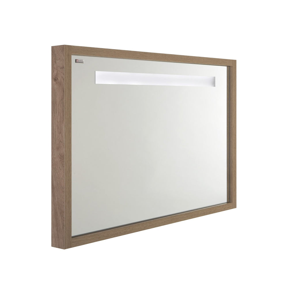 32" LED Backlit Bathroom Vanity Mirror, Wall Mount, Oak, Serie Tino by VALENZUELA