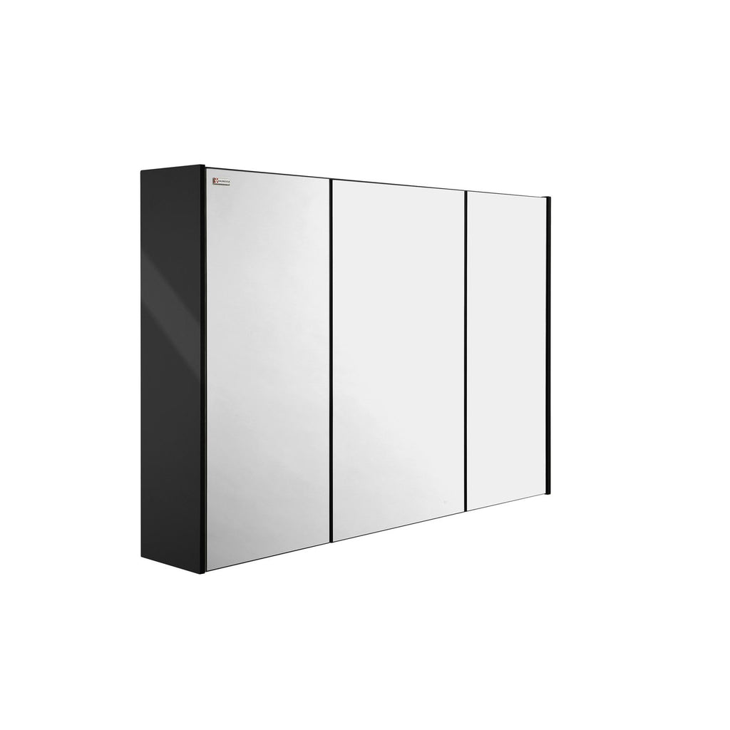 48" Medicine Cabinet Bathroom Vanity Mirror, Wall Mount, 3 Doors, Black, Serie Dune by VALENZUELA