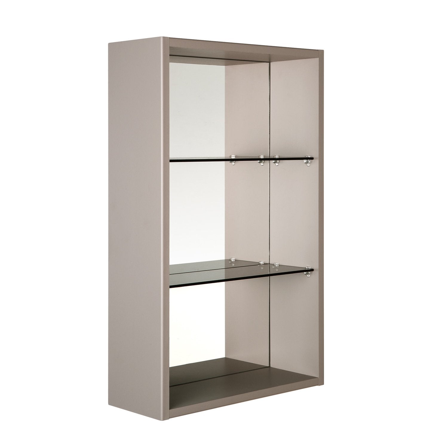 16" Open Side Cabinet with Shelves and Mirror, Wall Mount, Mink, Serie Class by VALENZUELA