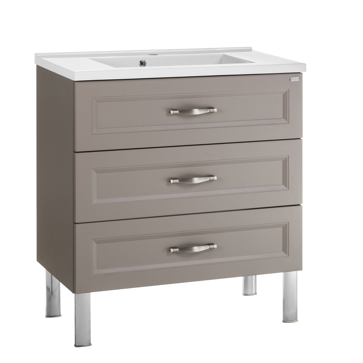 24" Single Vanity, Floor Mount, 3 Drawers with Soft Close, Mink Matt, Serie Class by VALENZUELA