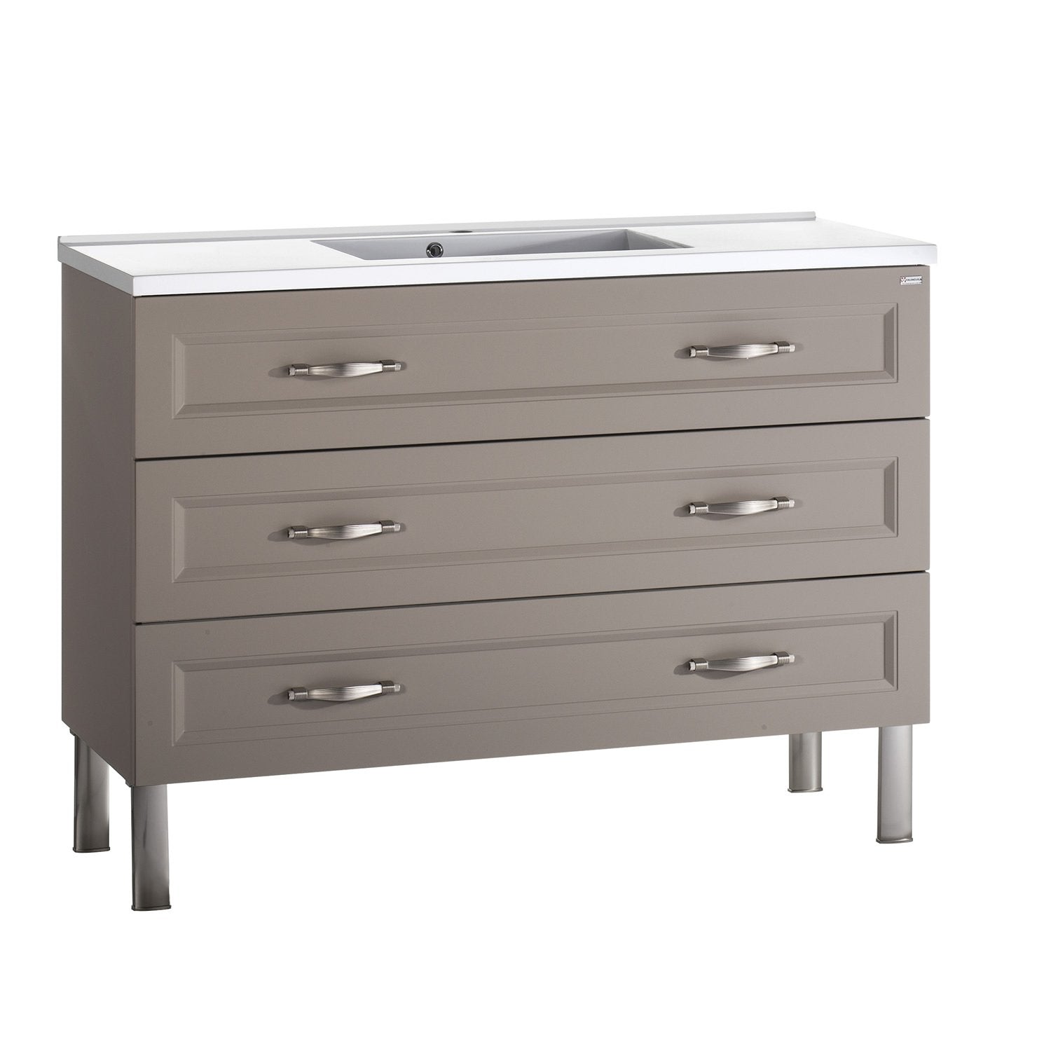 48" Single Vanity, Floor Mount, 3 Drawers with Soft Close, Mink Matt, Serie Class by VALENZUELA