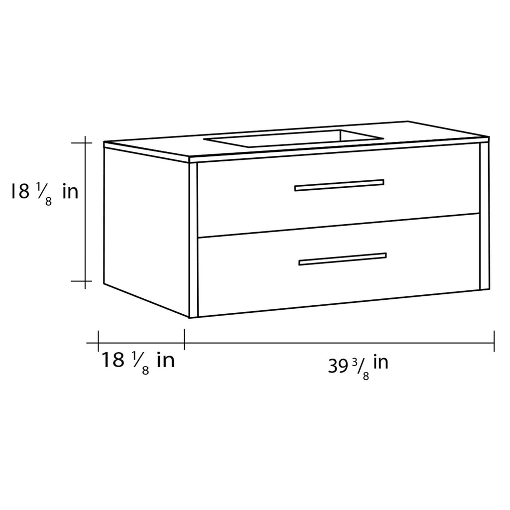 40" Single Vanity, Wall Mount, 2 Drawers with Soft Close, Moon - White, Serie Nova by VALENZUELA