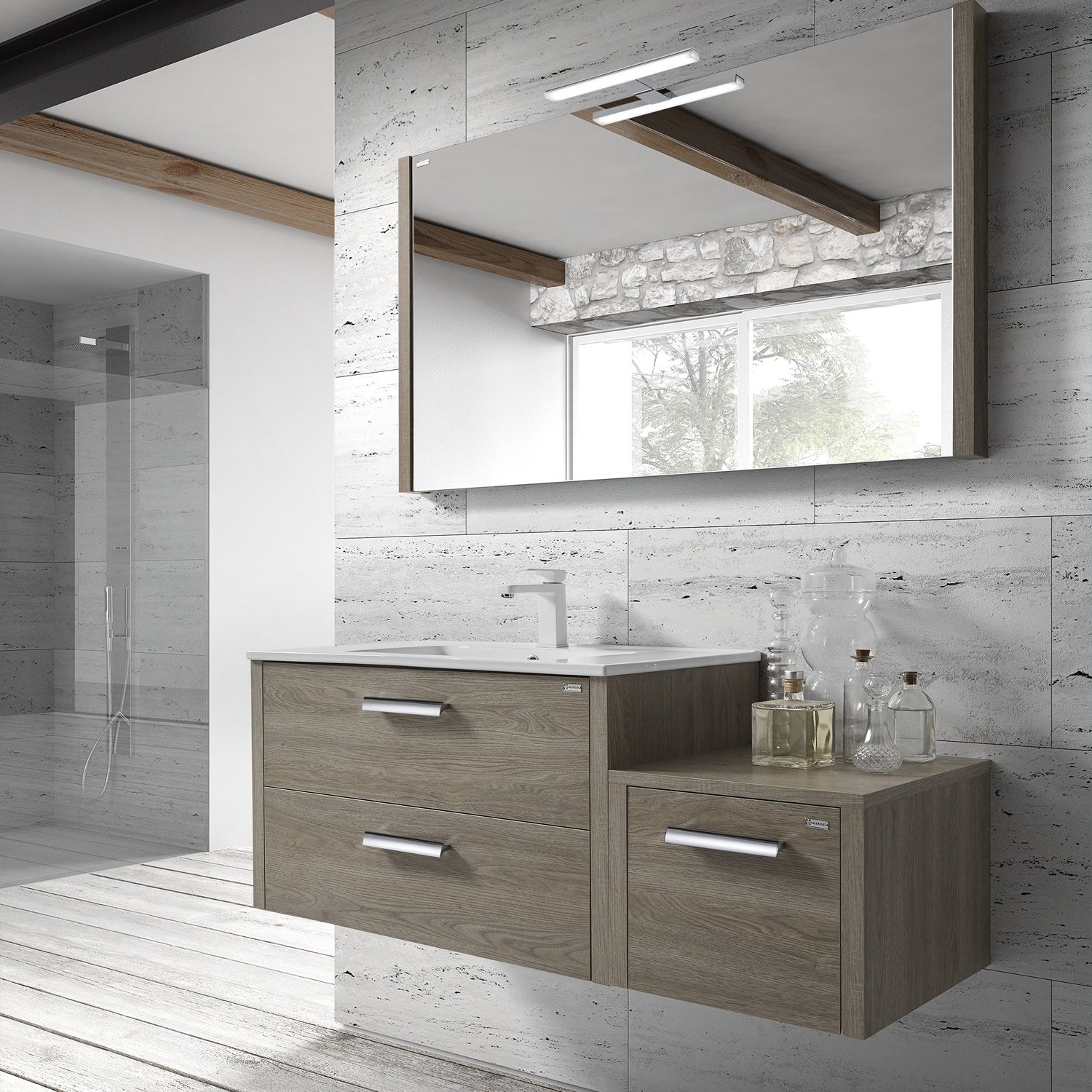 48" Single Vanity, Wall Mount, 2 Drawers with Soft Close, Moon, Serie Nova by VALENZUELA