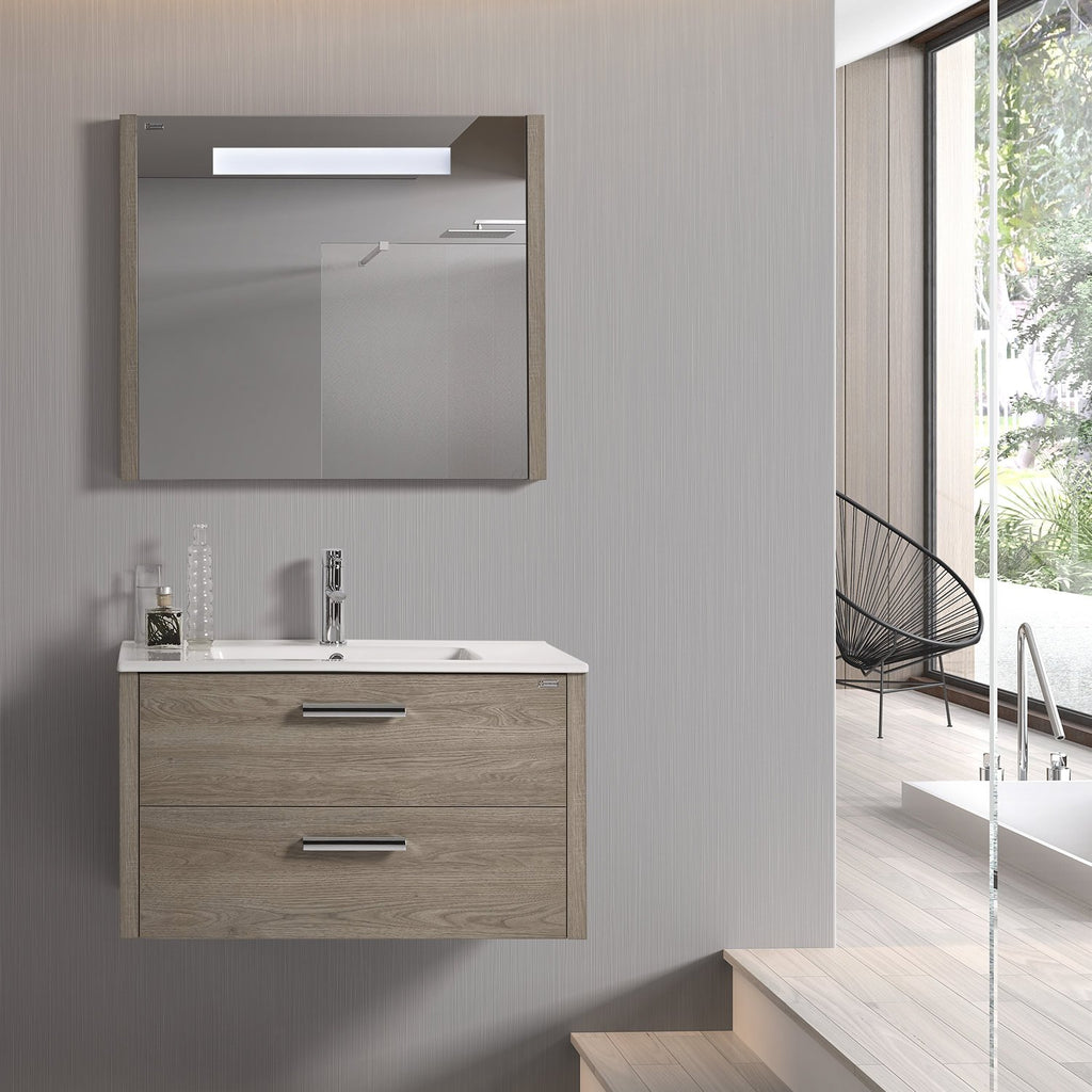 28" LED Backlit Bathroom Vanity Mirror, Wall Mount, Moon, Serie Nova by VALENZUELA