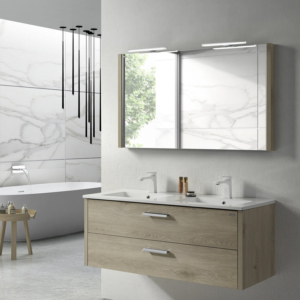 48" Slim Frame Bathroom Vanity Mirror, Wall Mount, Sand, Serie Nova by VALENZUELA
