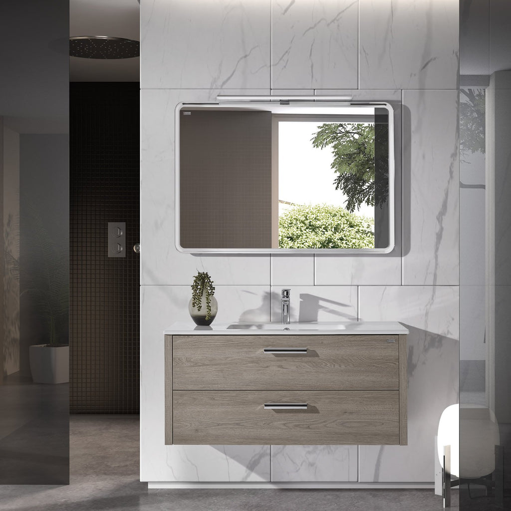 48" Single Vanity, Wall Mount, 2 Drawers with Soft Close, Moon, Serie Nova by VALENZUELA