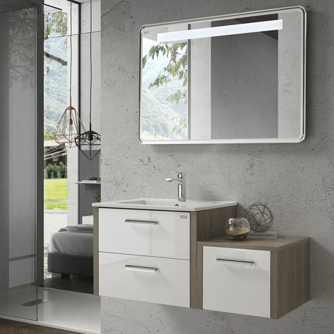 40" Single Vanity, Wall Mount, 2 Drawers with Soft Close, Moon - White, Serie Nova by VALENZUELA