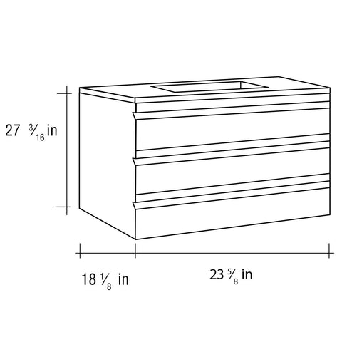 24" Single Vanity, Floor Mount, 3 Drawers with Soft Close, White Glossy, Serie Solco by VALENZUELA