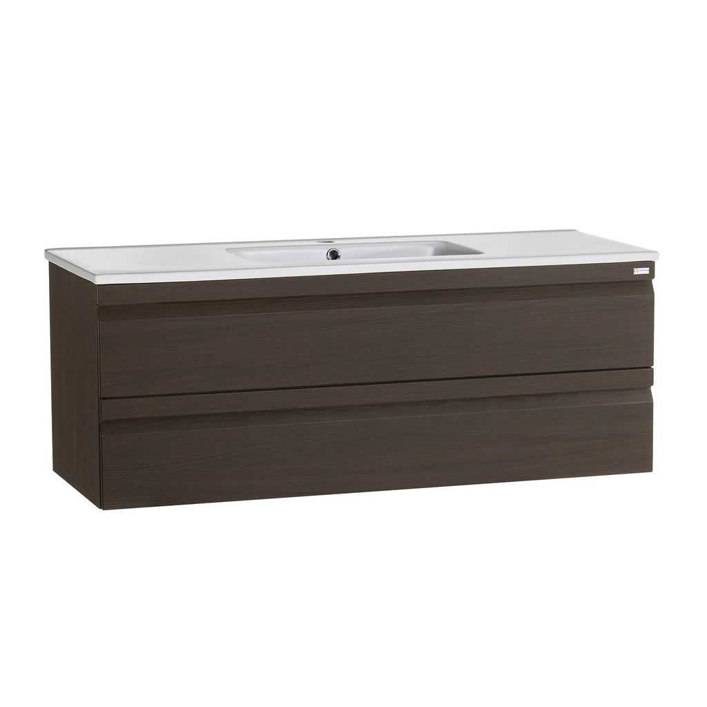 48" Single Vanity, Wall Mount, 2 Drawers with Soft Close, Wenge, Serie Solco by VALENZUELA