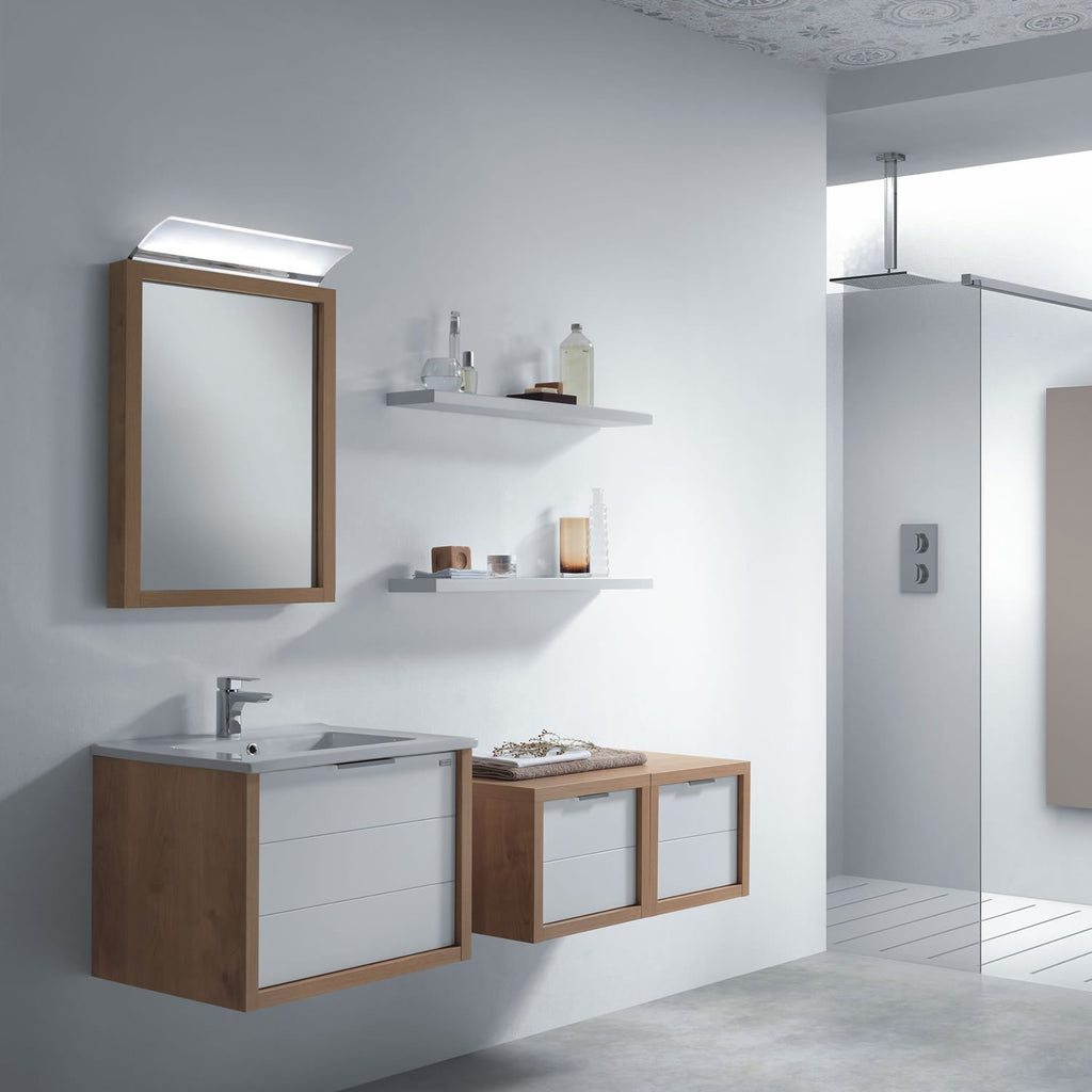 48" Single Vanity, Wall Mount, Drawer with Soft Close, Oak - White, Serie Tino by VALENZUELA
