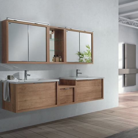 32" Single Vanity, Wall Mount, Drawer with Soft Close, Oak, Serie Tino by VALENZUELA