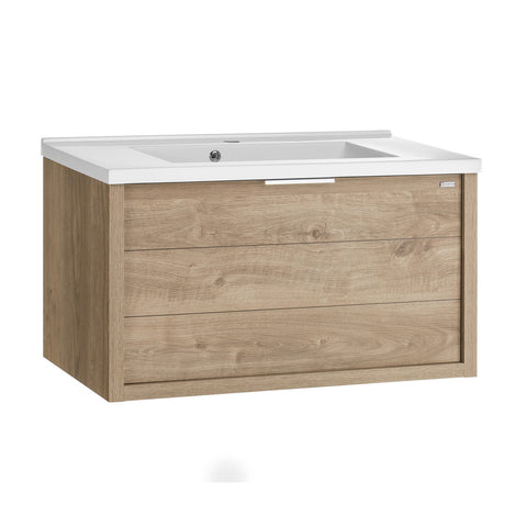 28" Single Vanity, Wall Mount, Drawer with Soft Close, Oak, Serie Tino by VALENZUELA