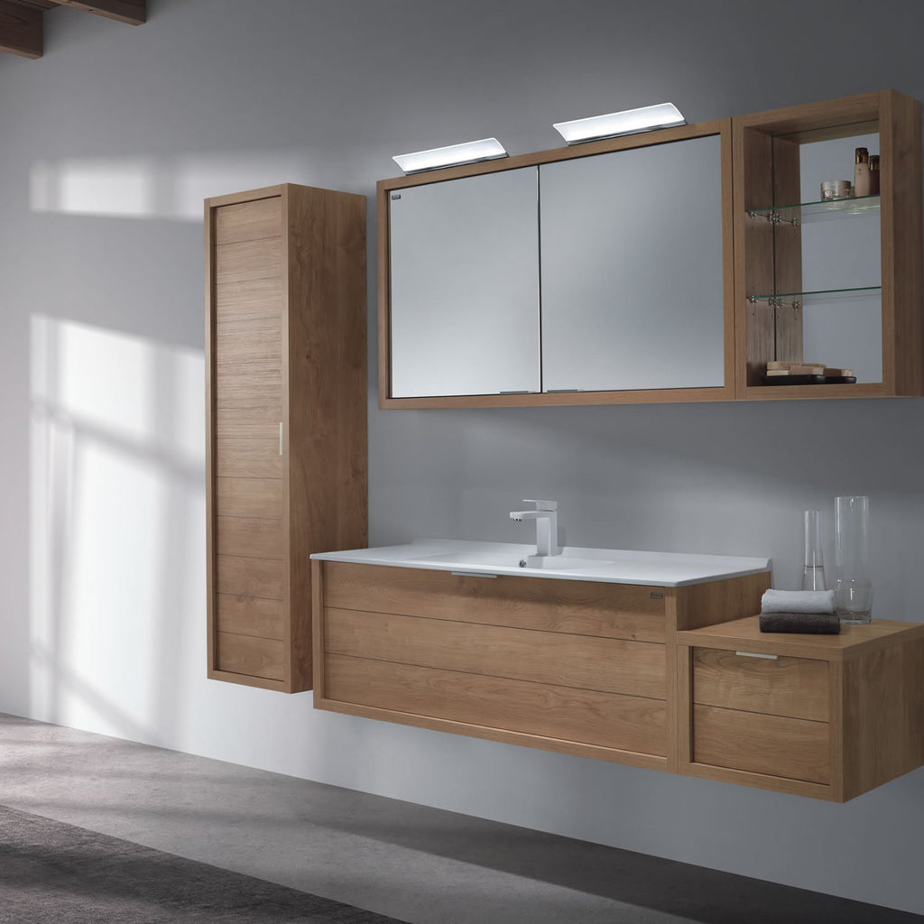 48" Single Vanity, Wall Mount, Drawer with Soft Close, Oak, Serie Tino by VALENZUELA
