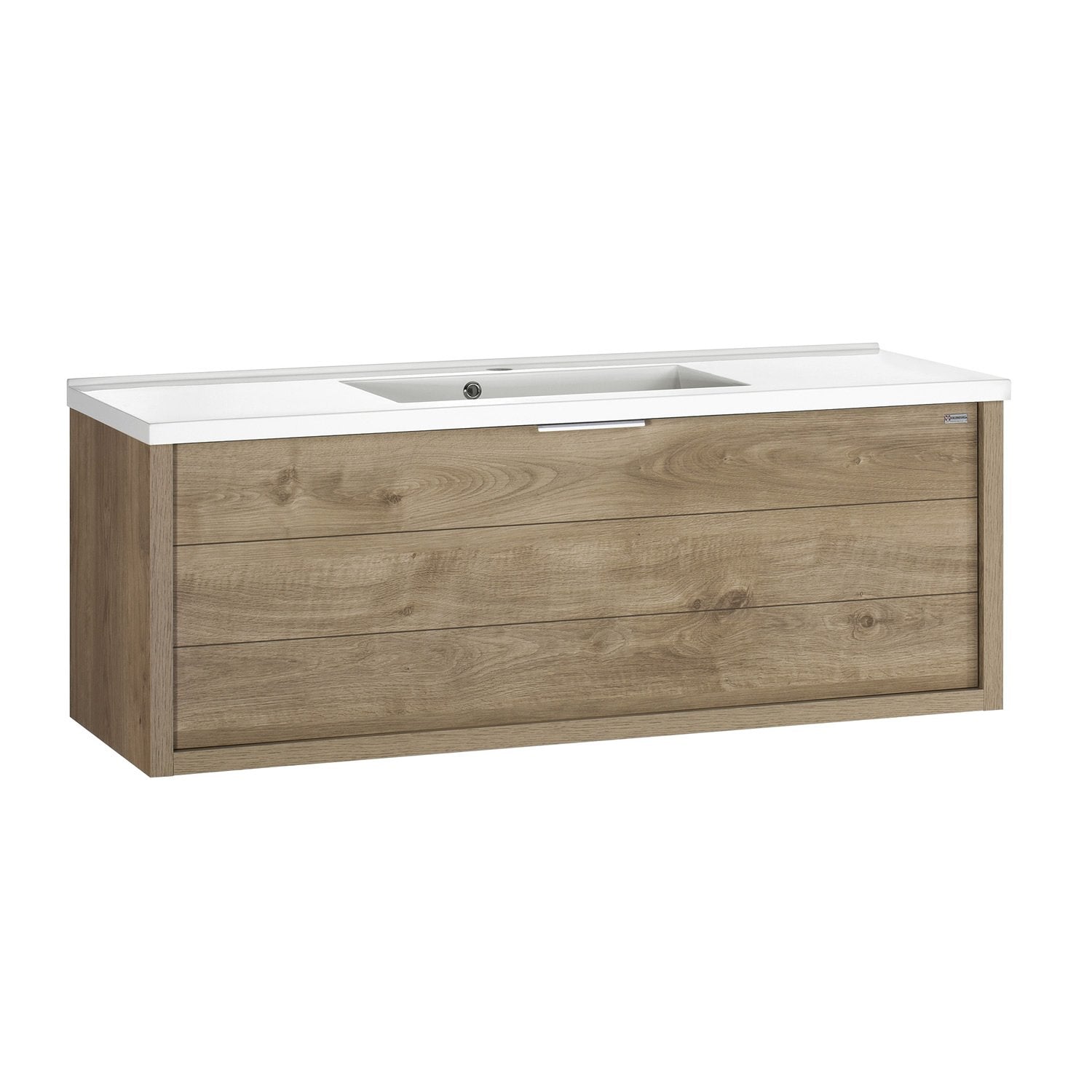 48" Single Vanity, Wall Mount, Drawer with Soft Close, Oak, Serie Tino by VALENZUELA